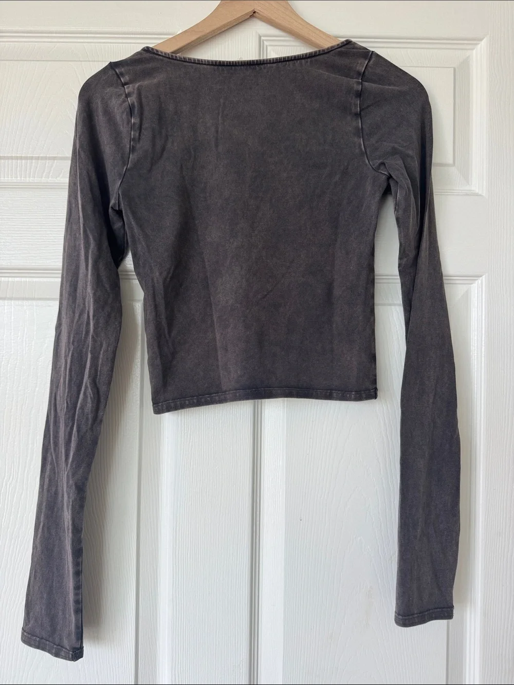 FP Movement by Free People Charcoal Scoop Neck Cropped Long Sleeve Top